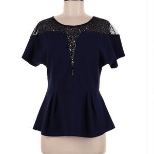 Kazo Navy Blue Blouse - Short Sleeve - Medium